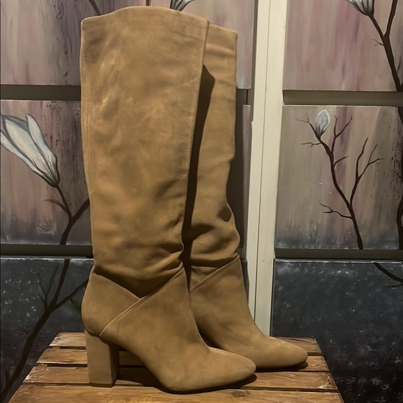 Banana Republic Shoes - Banana Republic Tan Heeled Boots Suede Knee-High